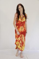 Tie Dye Long Sleeveless Dress Angie OrangeGold