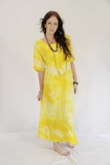 Tie Dye Long Short Sleeve Dress Sophie Yellow