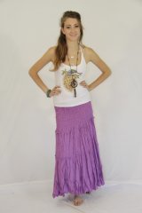 Coloured Four Layered Long Skirt Violet
