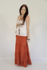 Coloured Four Layered Long Skirt Rust