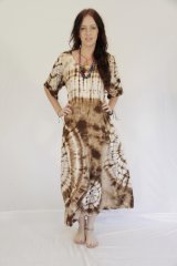 Tie Dye Long Short Sleeve Dress Sophie Brown