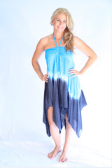 Tie-Dye Midi Dress 'Hera' - Turqouise Blue