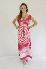 Tie Dye Long Sleeveless Dress Angie Red